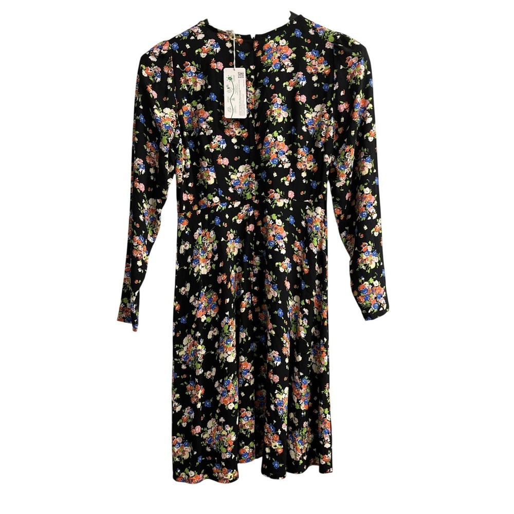 Boden Dress Black Floral Swiss Dot A Line Midi Lightweight Size 4 Event Office